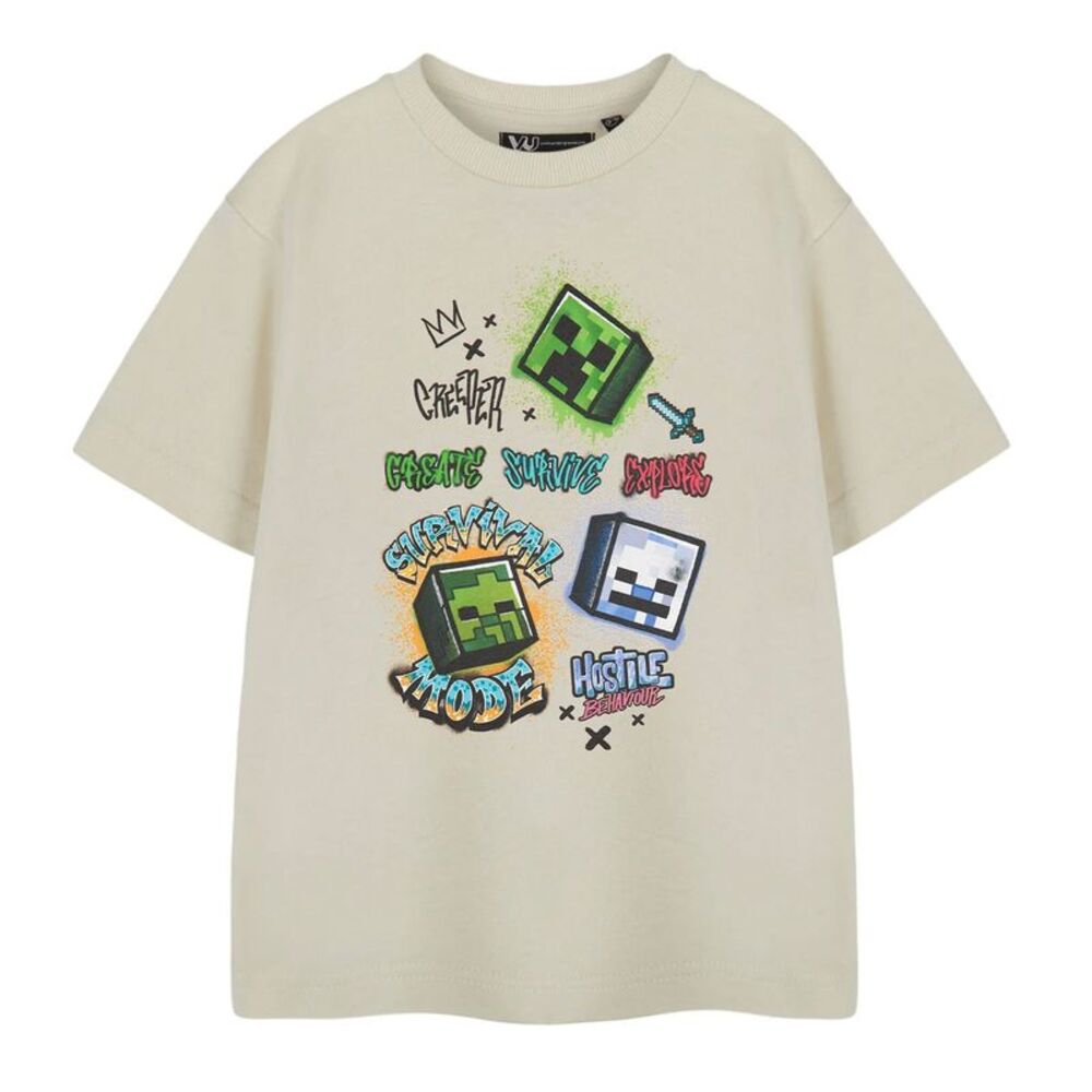 Minecraft Boys Survival Mode Short-Sleeved T-Shirt / Beige